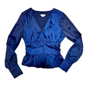 Jason Wu Blouse Women’s Small Navy NWOT Peplum Romanticore Date Night Core